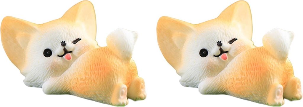 2pcs fennec fuchs ornament entzückend handwerk dekoratives harz süß miniatur fennec fox fox mikrolandschaft-C
