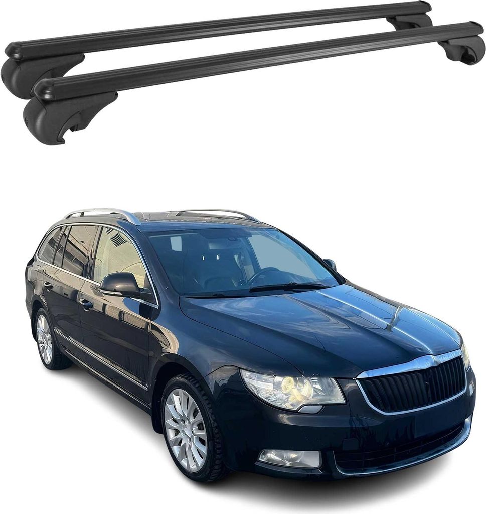 Dachträger für Skoda Superb Kombi 2008-2015 Gepäckträger Grundträger Alu Schwarz
