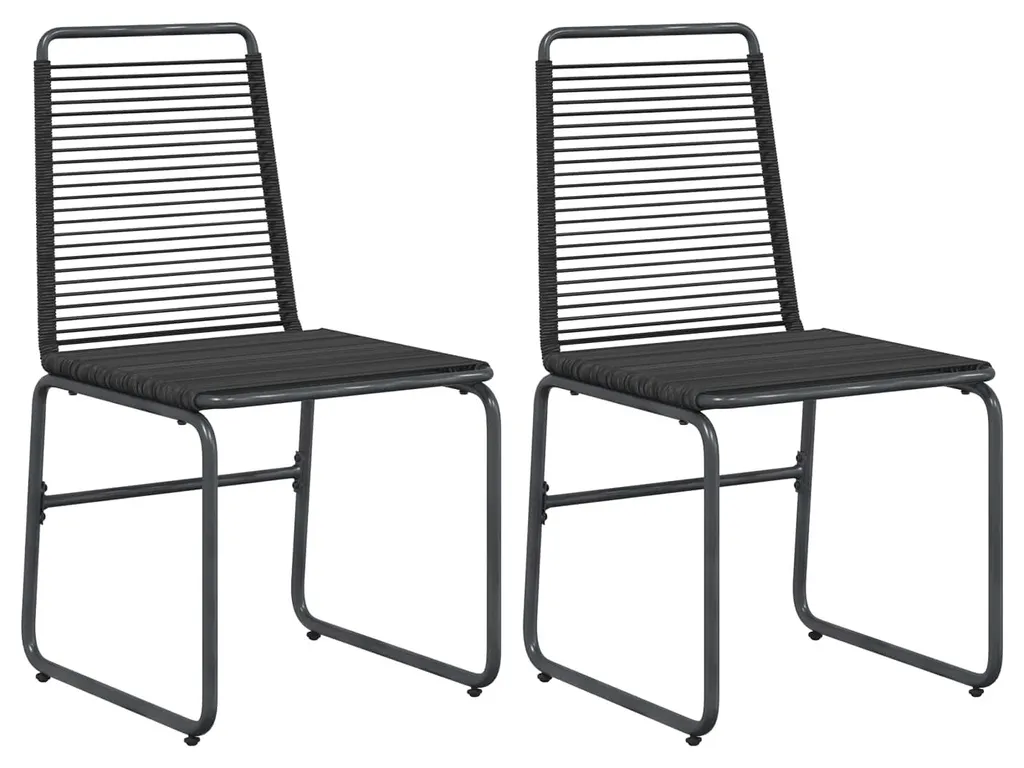 Chaises de jardin en rotin synthétique noir pour terrasse - Lot de 2