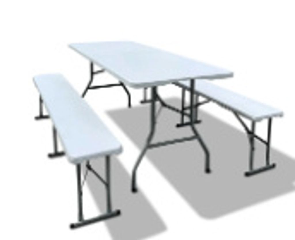 Bierzeltgarnitur klappbar aus Kunststoff weiß 3 Teilig Produktbild 