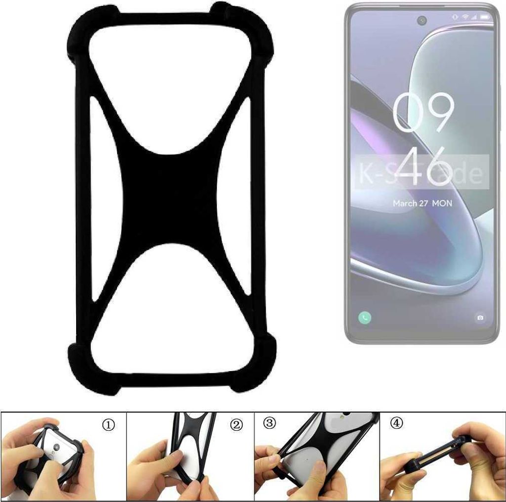 K-S-Trade Handy-Hülle Schutz-Hülle kompatibel mit TCL 50 5G Silikon Bumper TPU Softcase Smartphone Stoßschutz, schwarz