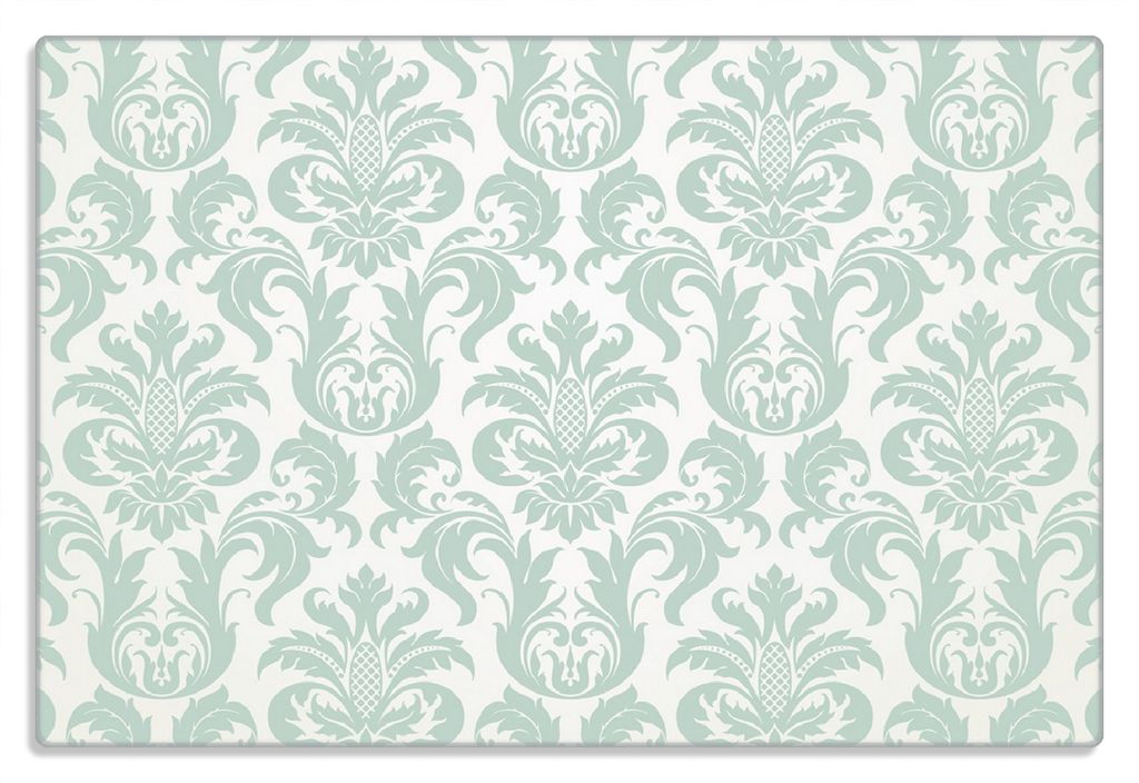 Wallario Frühstücksbrettchen aus Glas 20 x 30 cm mit rutschfesten Füßen, Motiv Königliche Schnörkelei in weiß und grün