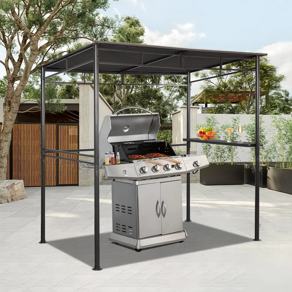 Pavillon de barbecue Angel Living tonnelle de jardin en acier anthracite - 8