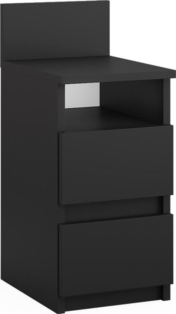Comodino Vicco Monty Nero 25 x 59.1 cm con 2 cassetti, Immagine del prodotto 