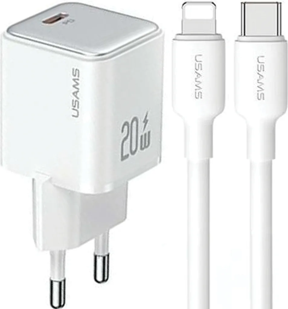 Usams US-CC183 Kit PD20W PD3.0 USB-C a Lightning Serie YX Bianco