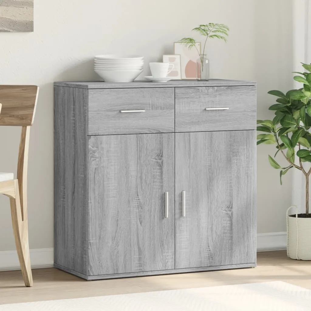 Credenza Bassa Maison Exclusive 80cm Grigio Sonoma Legno Multistrato - 3