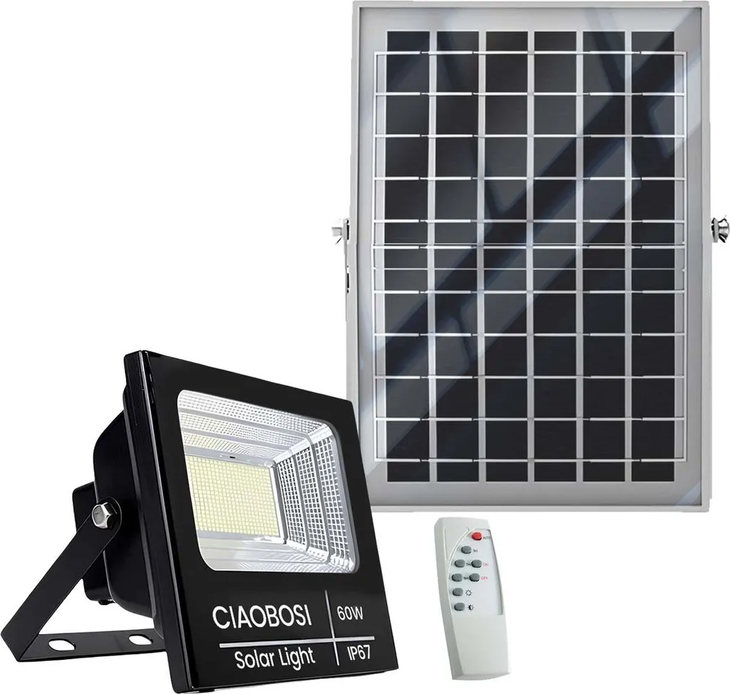 Projecteur Solaire LED 60W Avizar IP67 avec Panneau et Télécommande