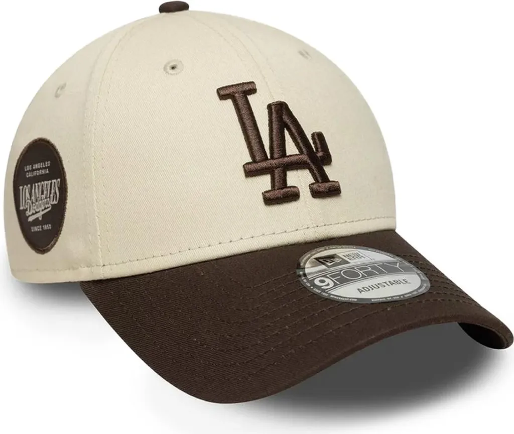 Casquette de baseball New Era Dodgers beige avec patch latéral