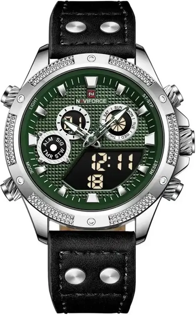 Naviforce Karson KP29533 : Montre Noir Vert Étanche en Acier
