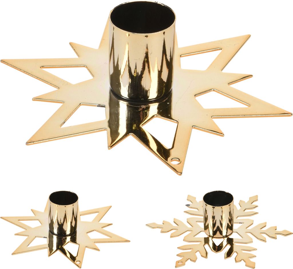 Weihnachtskerzenhalter Schneeflocke 11.5x11.5x2.9cm, gold Produktbild 2