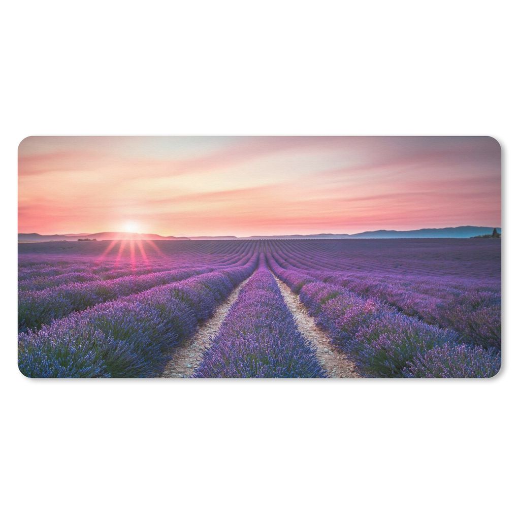 MuchoWow Mauspad Mousepad Lavendel - Lila - Blumen - Himmel 60x30 cm - Mousepads - Maus Mat - Pad - Mausunterlage - Nachhaltig
