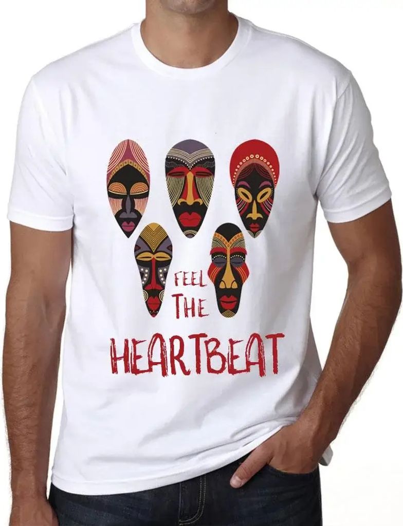 Herren Grafik T-Shirt Native Feel The Heartbeat Öko-Verantwortlich Vintage Jahrgang Kurzarm Lustige Druck Geburtstag Geschenk Mann