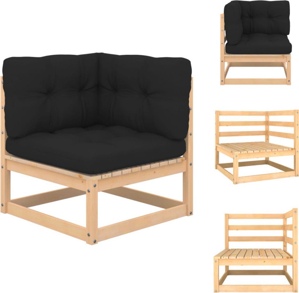 vidaXL Garten-Ecksofa mit Kissen Massivholz Kiefer - Gartensofaelemente