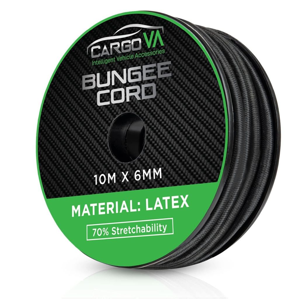 CargoVA Gummiseil 6mm 10m schwarz - Expanderseil 70% Dehnung - Wetterfestes Spannseil für Anhänger, Sonnensegel, Planen uvm
