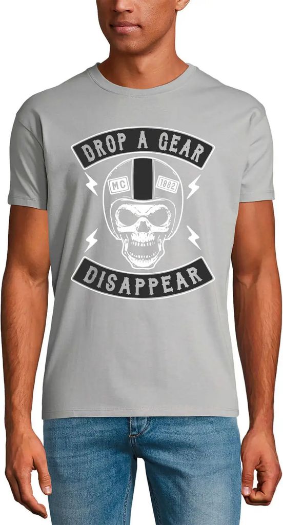 Herren Grafik T-Shirt Einen Gang runterschalten verschwindet Biker – Drop A Gear Disappear Biker – Öko-Verantwortlich Vintage Jahrgang Kurzarm...