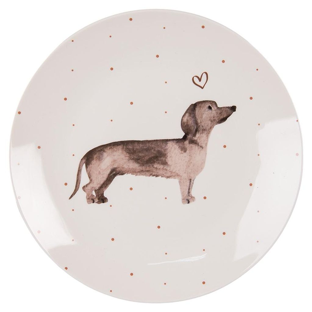 Clayre & Eef Frühstücksteller Ø 20 cm Beige Braun Porzellan Produktbild 