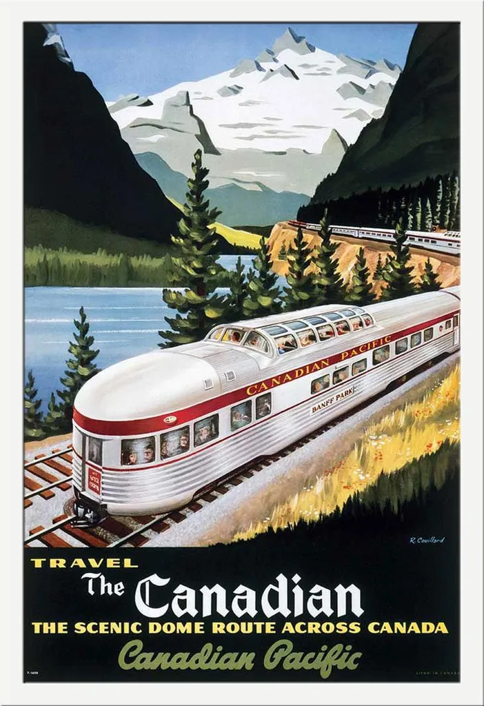 Affiche Vintage Canada Scenic Dome Shinsuke Cadre MDF Blanc 61x91,5 cm