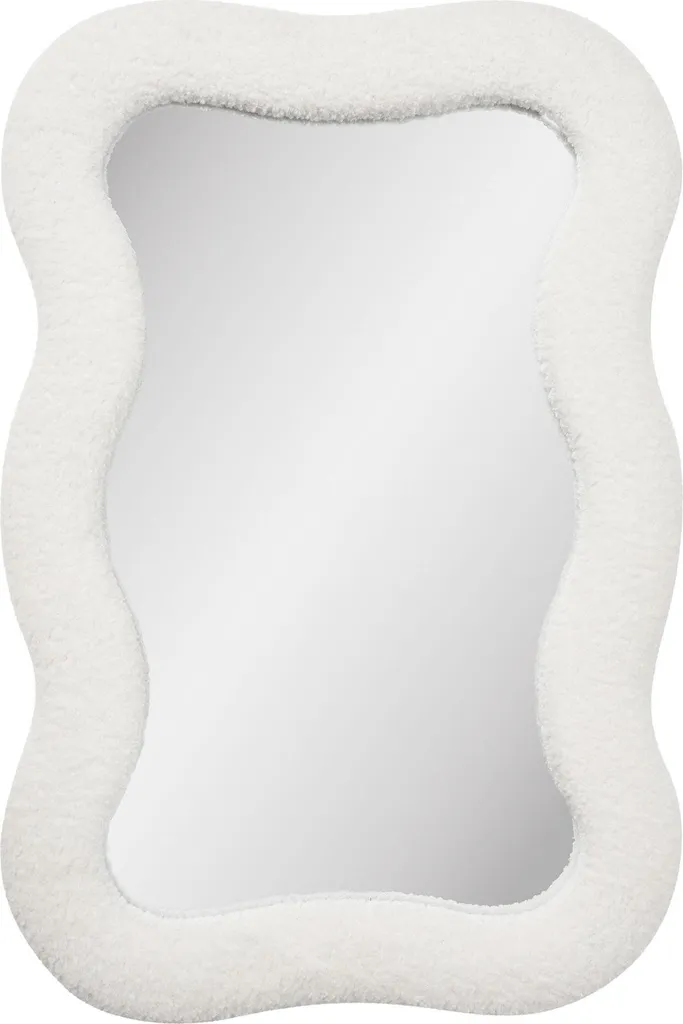 Miroir Mia cadre teddy blanc aspect bouclée 60x90cm pour décoration