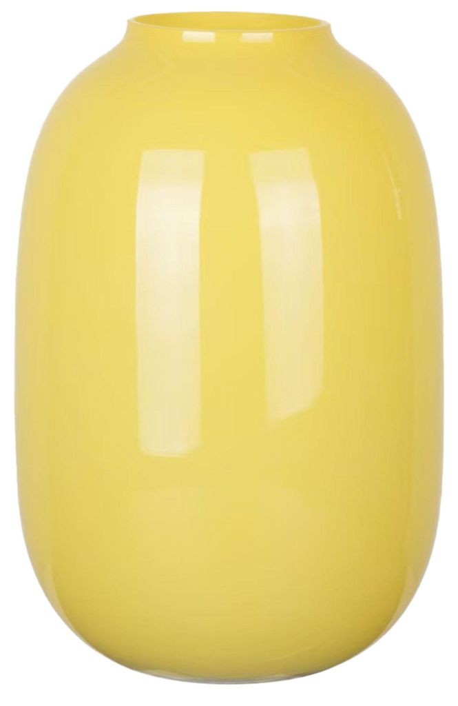 Mega Collections Blumenvase Oval Beauty - gelb - Glas - D17 x H25 cm