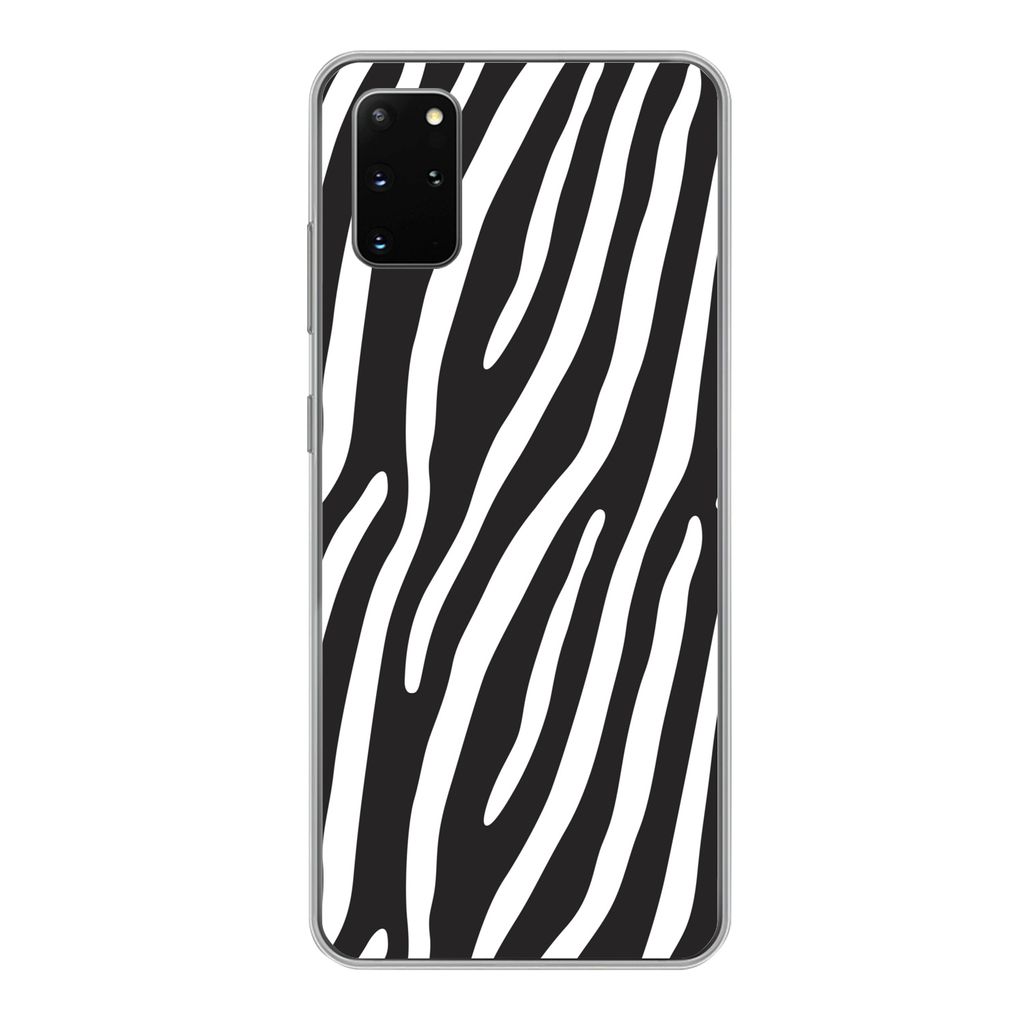 MuchoWow Handyhülle Schutzhülle Hülle für Samsung Galaxy S20 Plus Tiere - Zebradruck - Schwarz Silikon Softcase Handy Hülle - Hartschale