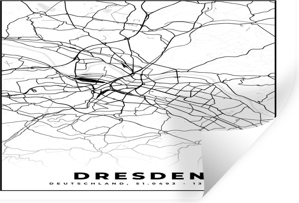 MuchoWow Wandtattoo Wandsticker Wandaufkleber Karte - Dresden - Stadtplan 30x20 cm Selbstklebend und Repositionierbar - Wierderverwendbar - Selbs...