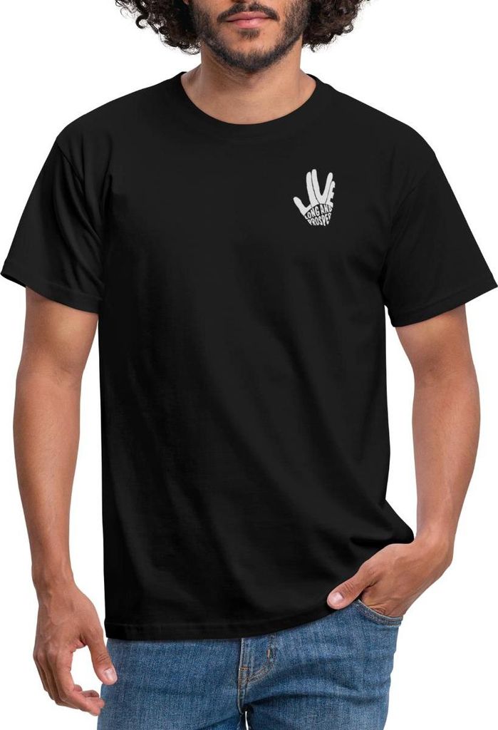 Spreadshirt Star Trek Discovery Vulkanischer Gruß Weiß Männer T-Shirt, XXL, Schwarz