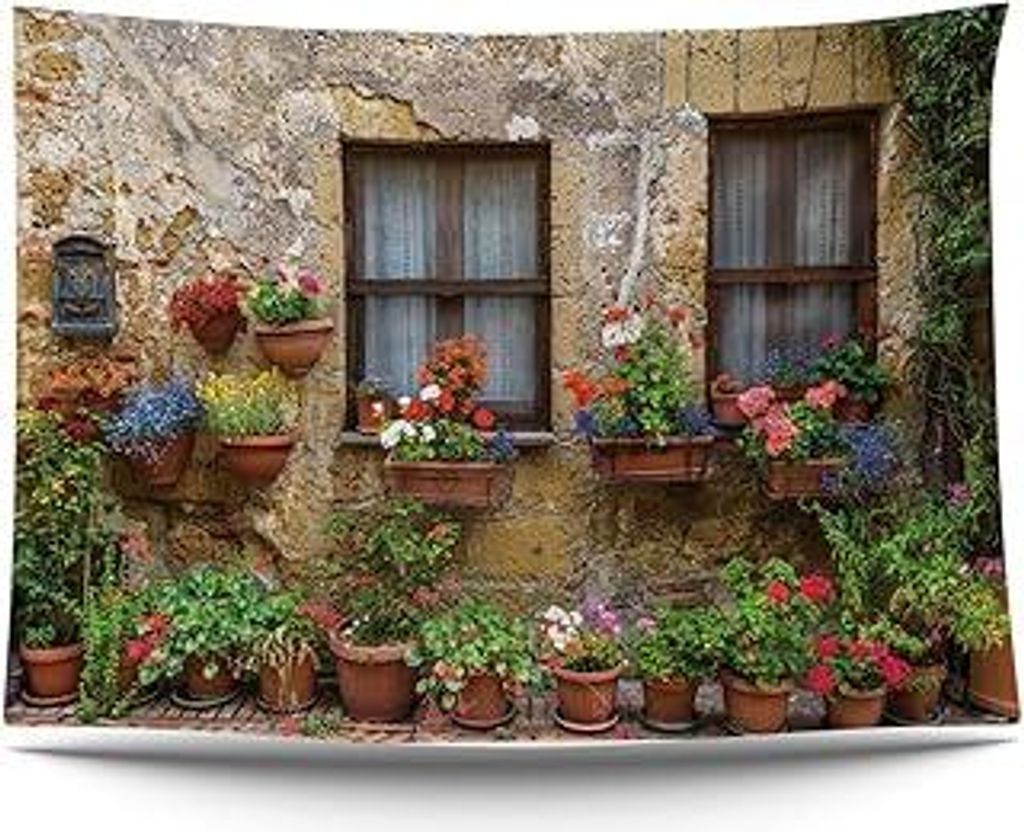Ulticool – Durchschauen Fenster Pflanzen Blumen Natur - Wandteppich Poster - 200x150 cm - Gartenposter - Wandteppich groß – Dekoration Zubehö...