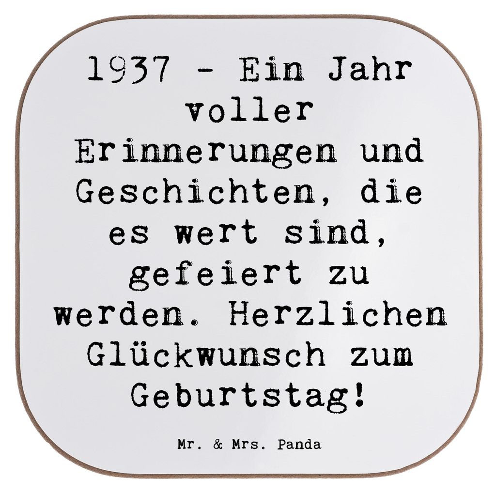 Mr. & Mrs. Panda Untersetzer Quadratisch Spruch 1937 Geburtstag - Weiß - Geschenk, Happy Birthday, Design, Vergangenheit, Geschichten, Meilenstein...