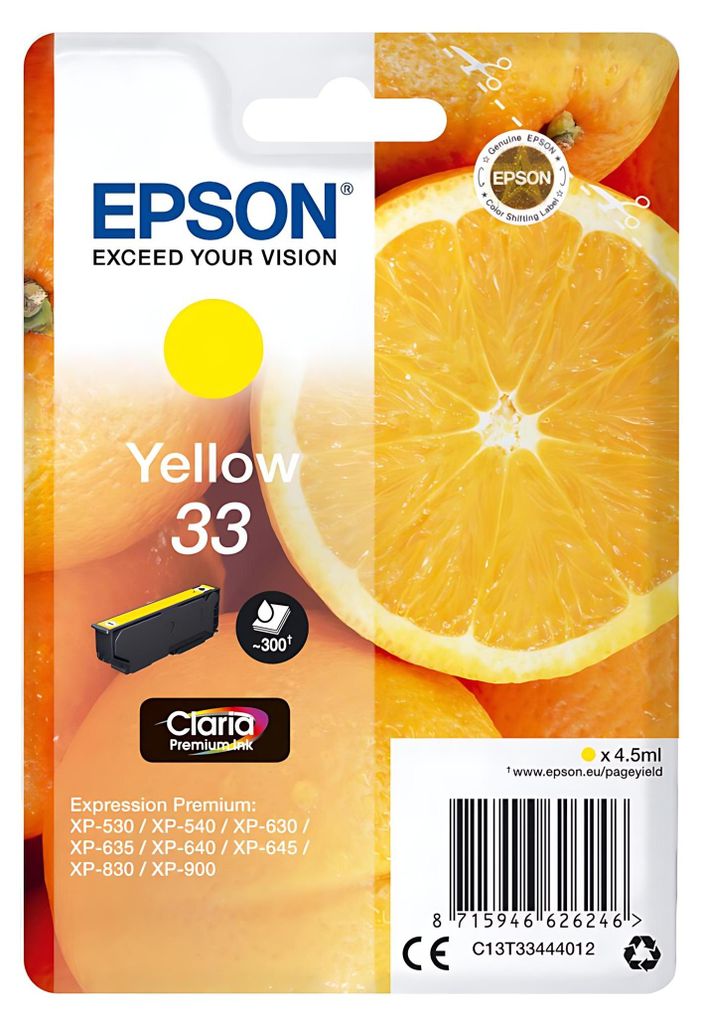 Epson Singlepack Yellow 33 Claria Premium Ink Image du produit 