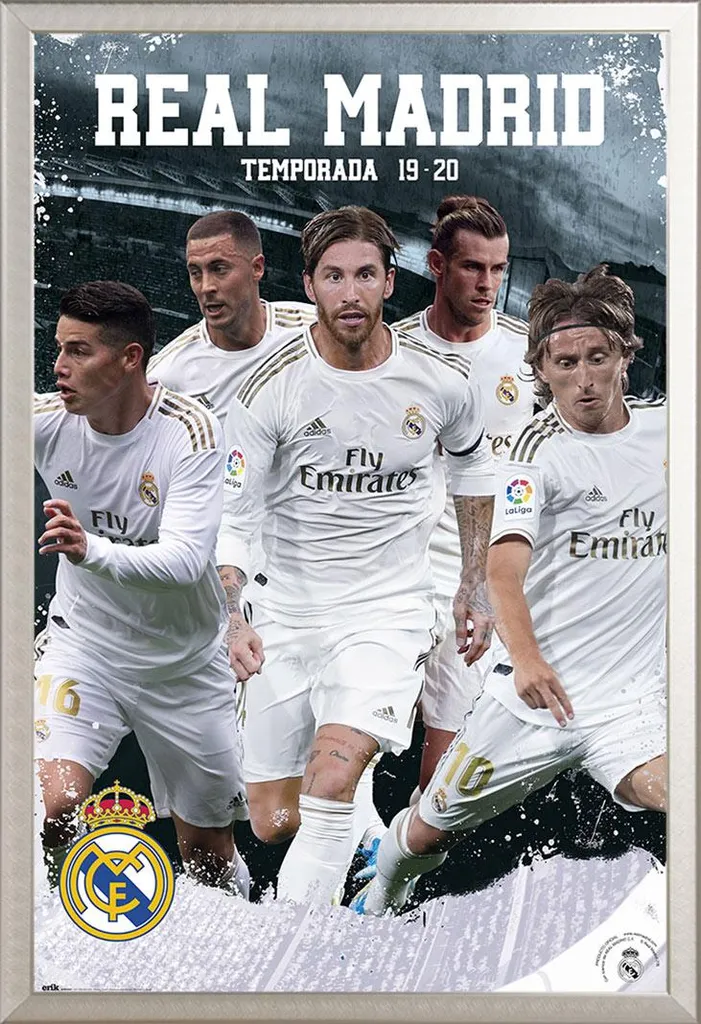 Poster Real Madrid Cadre Aluminium Argenté Shinsuke et Vitre Acrylique