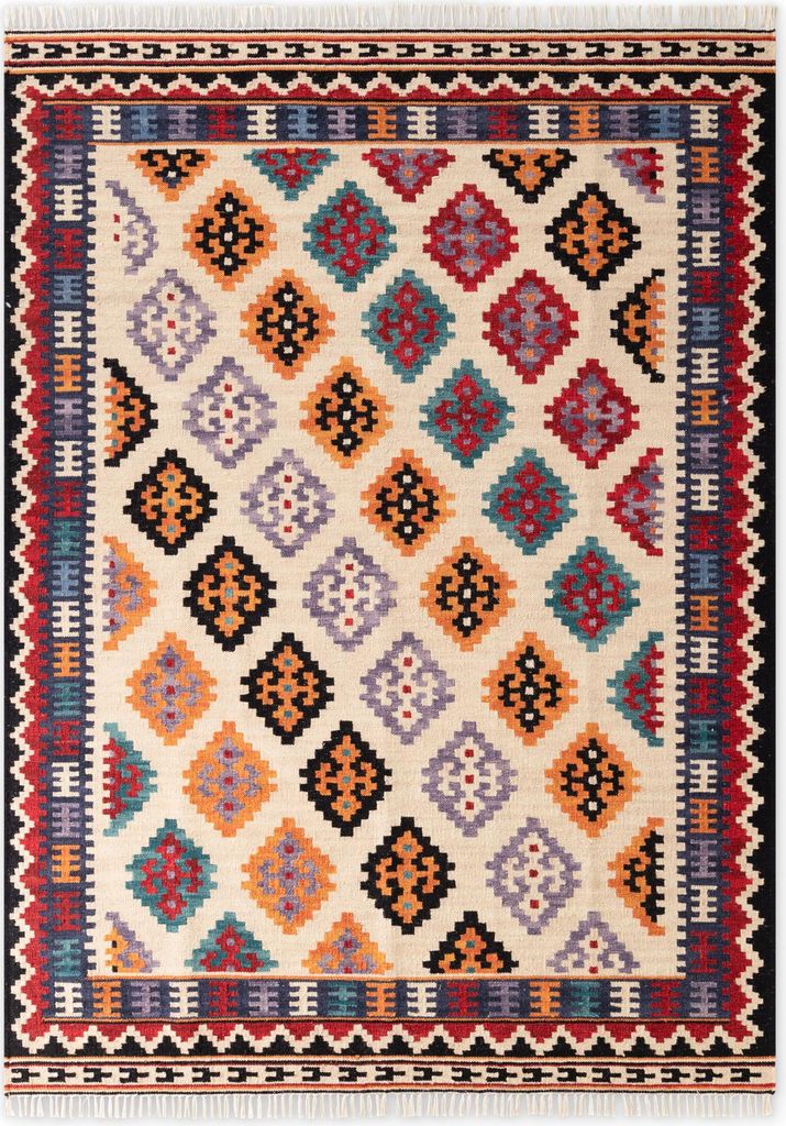 Hanse Home Kamal Afghan Kelim Teppich Kian Creme Multifarben
