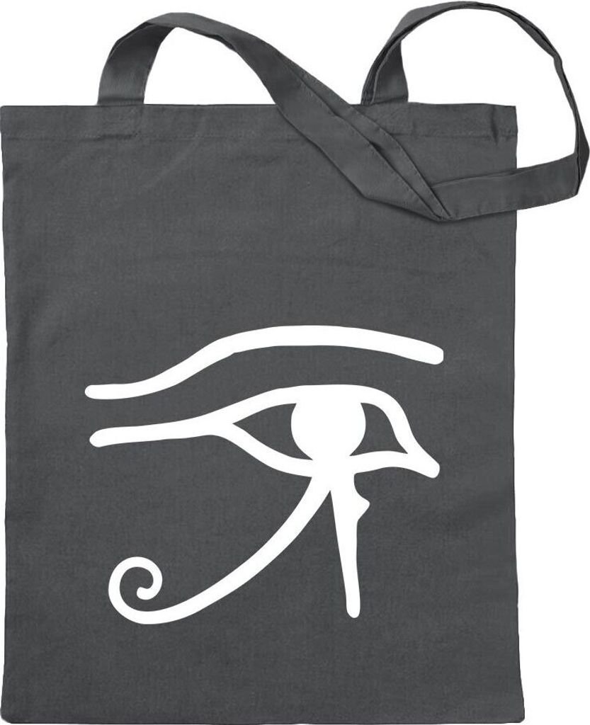 Kiwistar - Baumwolltasche - stahlgrau - Auge Des Ra - Tragetasche Stoffbeutel Umhängetasche langer Henkel