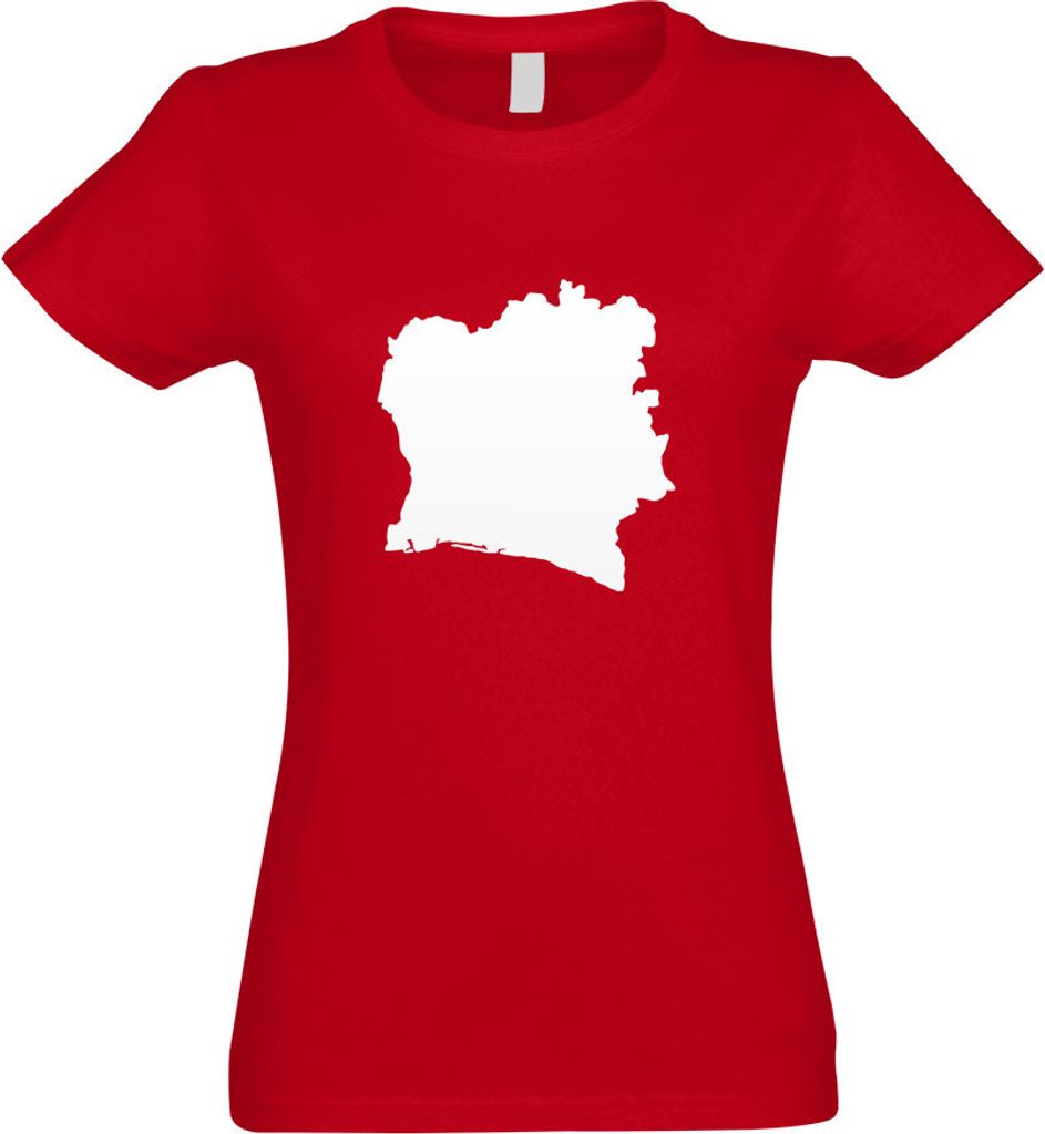 Kiwistar - T-Shirt tailliert - Damen - rot - Elfenbeinküste Umriss Kontur - mit Motiv Bedruckt - Funshirt Design - Sport - Freizeit - Damen - S
