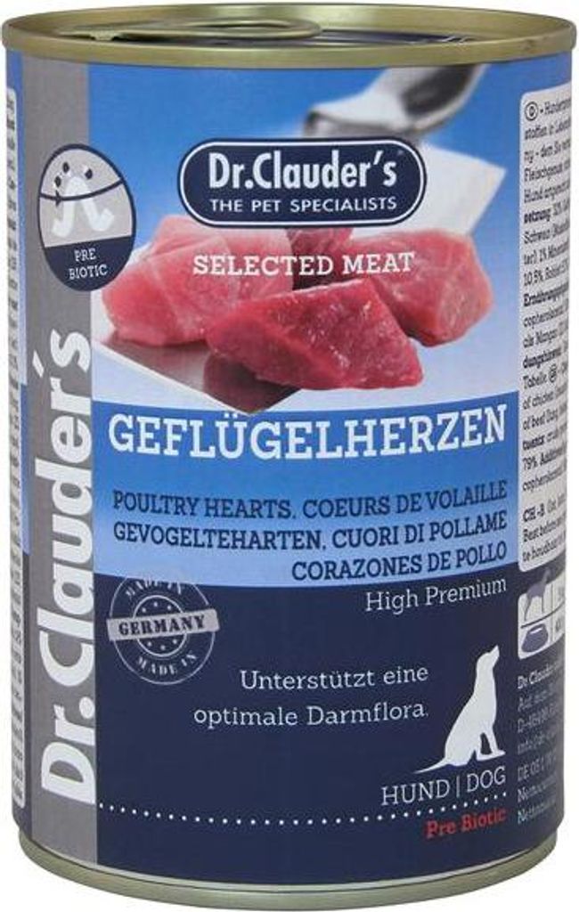 Dr. Clauder's Best Choice Hund Selected Meat 6x400g | Geflügelherzen