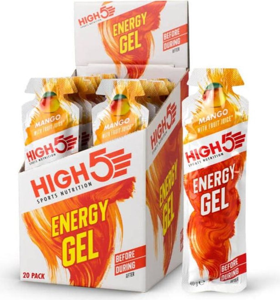 HIGH5 – Isotonisches Energy Gel – Mango – Energiegel – Isotonisches Sportgel – Laufen & Radfahren – 20 x 40 ml