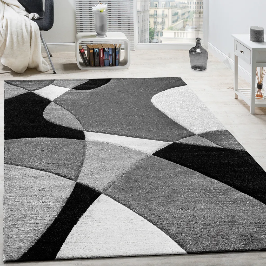 Tapis de couloir long 80x300 cm design noir et blanc pour entrée chic