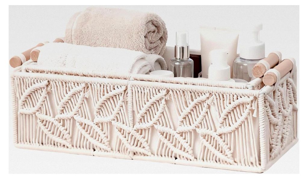 Boho Körbe zur Aufbewahrung, dekorativer Organizer für Badezimmer - Körbe für Regale zur Aufbewahrung in Badezimmer, Toilette, Waschbecken, Sch...