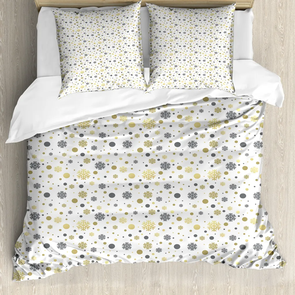 Set Copripiumino ABAKUHAUS 200x200 Invernale Antiacaro Grigio Giallo