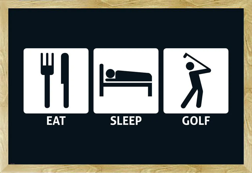 Poster Eat Sleep Golf con Cornice Shinsuke Faggio 61x91,5 cm