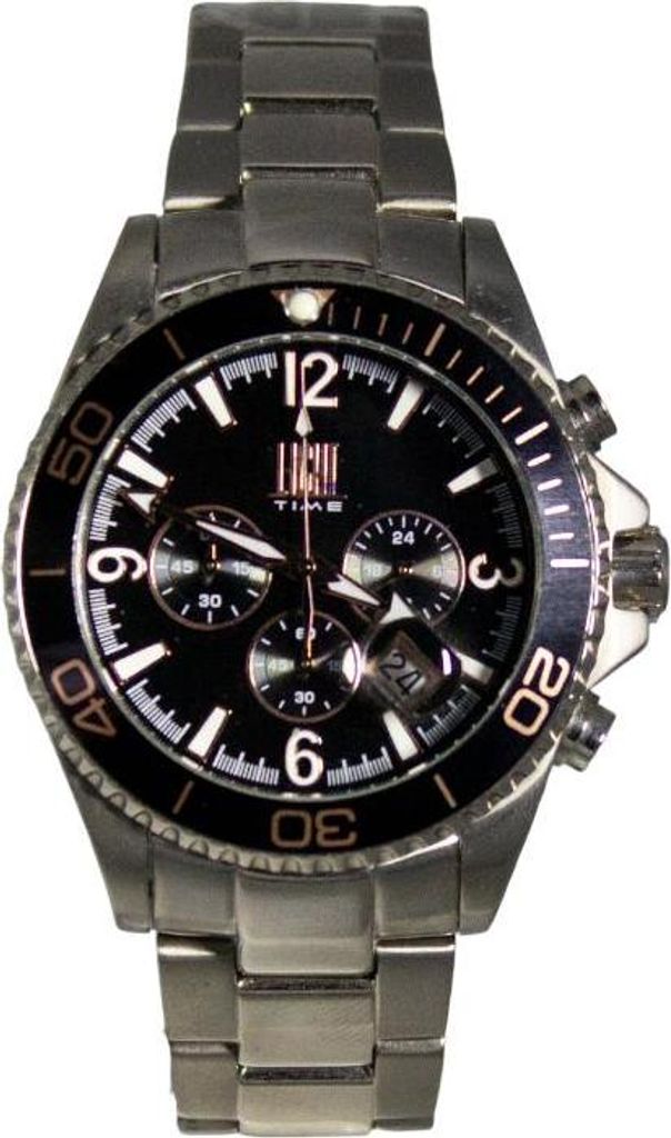 Light Time Armbanduhr Chronograph Herren Titan Datum Silber Schwarz L091E