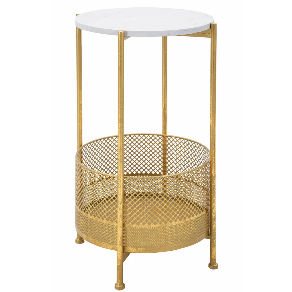 Table de chevet design or Ø 35 cm idéale pour ranger vos plaids