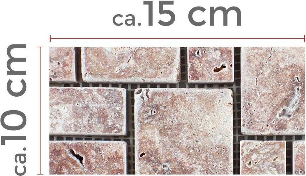 Muster von Naturstein Travertin Mosaikfliesen LaGrange Rot