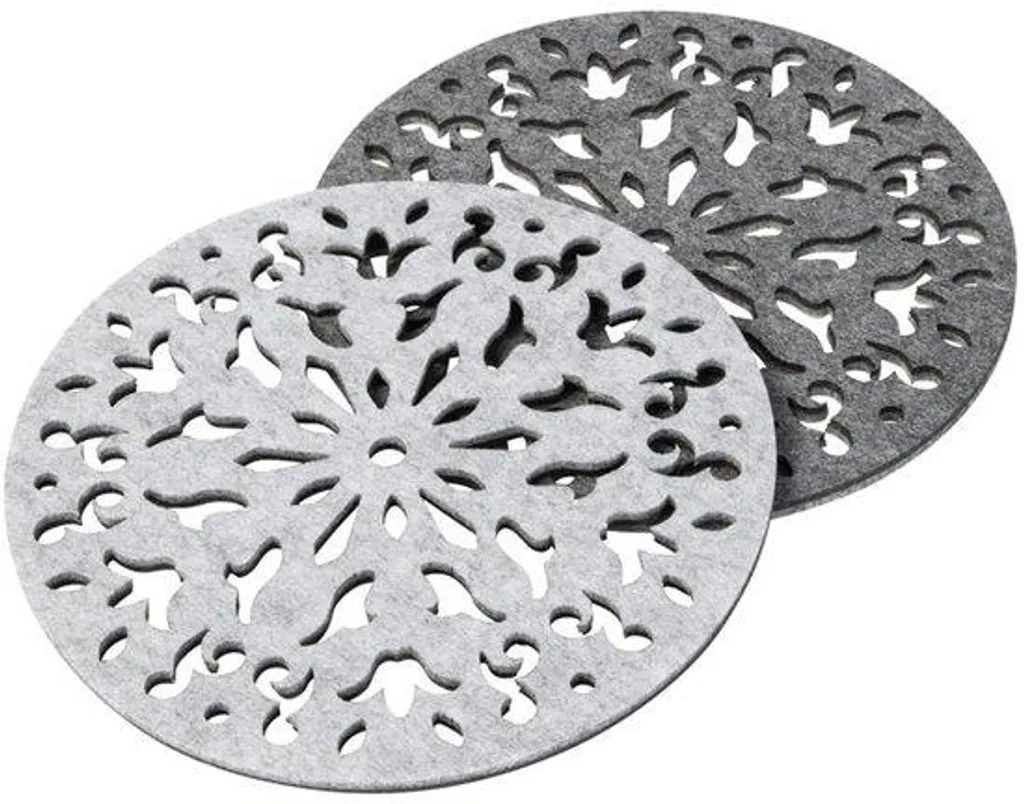 Protège-table bicolore rond en silicone pour verres et plats - Lot de 4