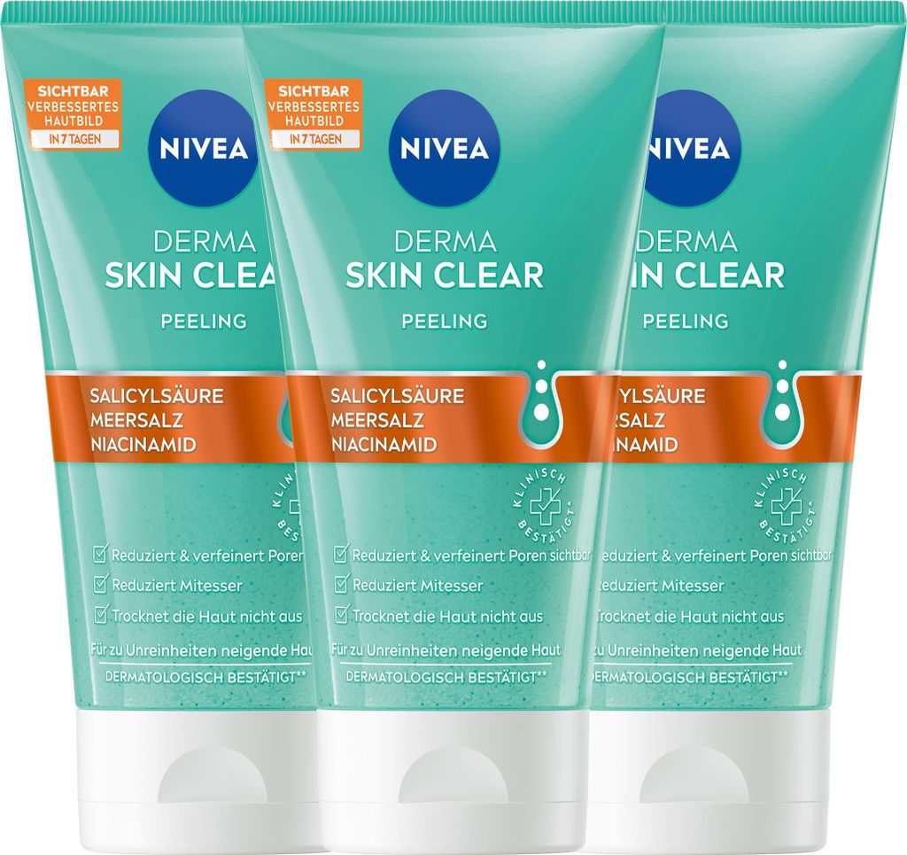 NIVEA Derma Skin Clear Peeling, 3 x 150ml