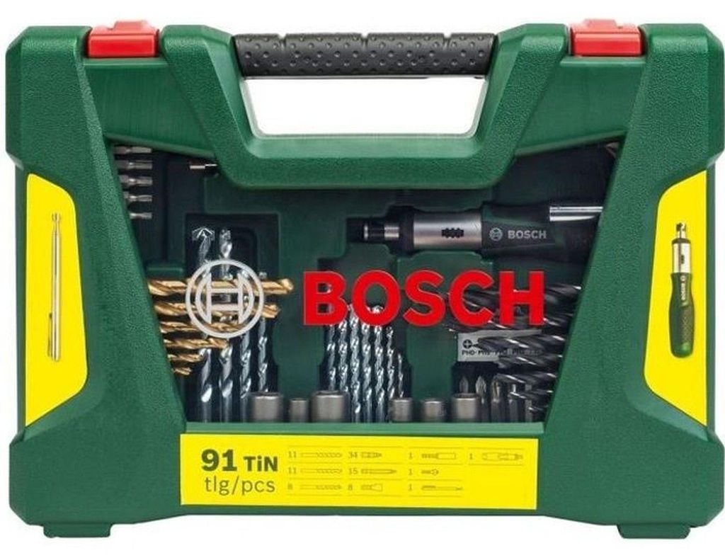 Jeu de forets et d'embouts TiN Bosch V-Line, 91 pièces, Image du produit 