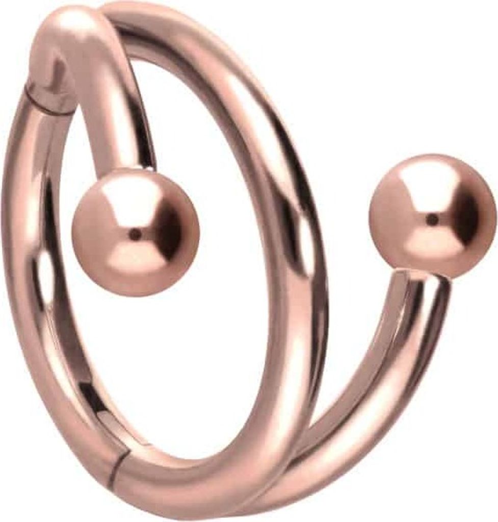 Ohrpiercing, Nasenpiercing, Septum Piercing Titan Segmentring Clicker mit Innengewinde 3 RINGE + 2 KUGELN RoséGold Innendurchmesser: 10mm | Kugelg...