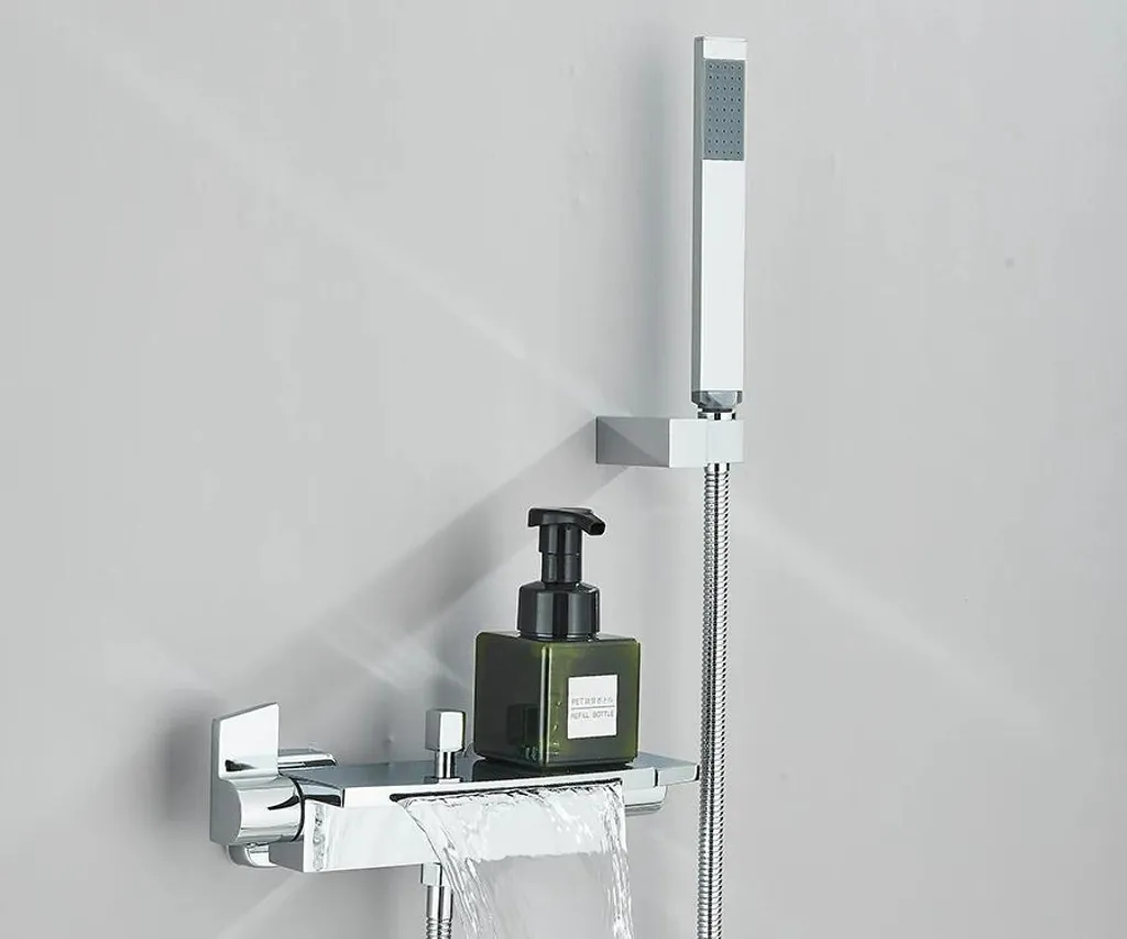 Robinet Mitigeur Bain Douche Cascade Argenté avec Levier Monocommande - 2