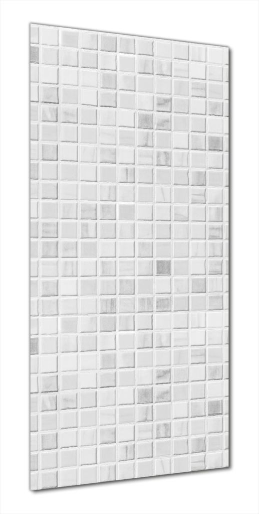 Wallario selbstklebende Duschrückwand 80 x 200 cm mit Motiv Fliesen im Bad weiß-grau - Wandverkleidung mit Hochglanzlaminat in Glasoptik