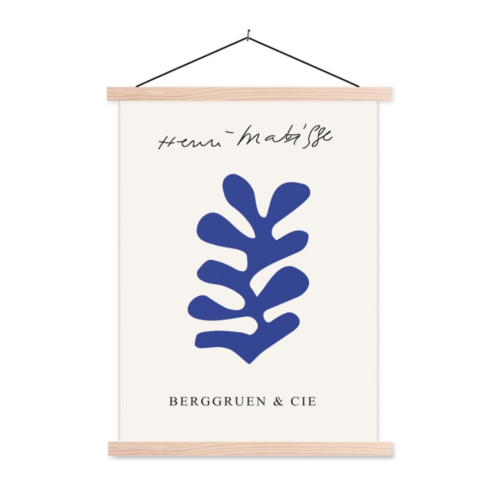 MuchoWow Textilposter Abstrakt - Blau - Kunst - Matisse 40x53 cm mit holzfarbenen Rahmen - Schlafzimmer