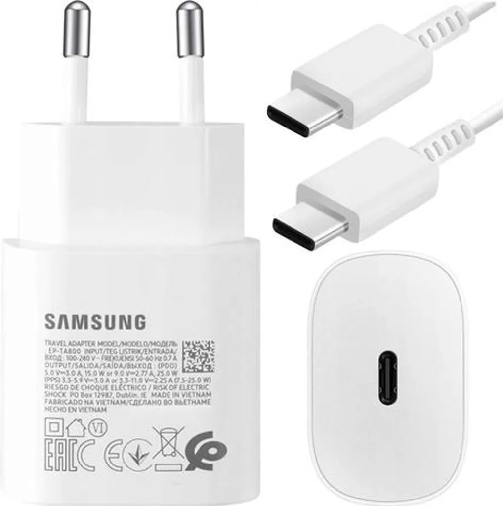 Bloc Secteur Rapide USB-C 25W Samsung et son long câble 1.8 mètre
